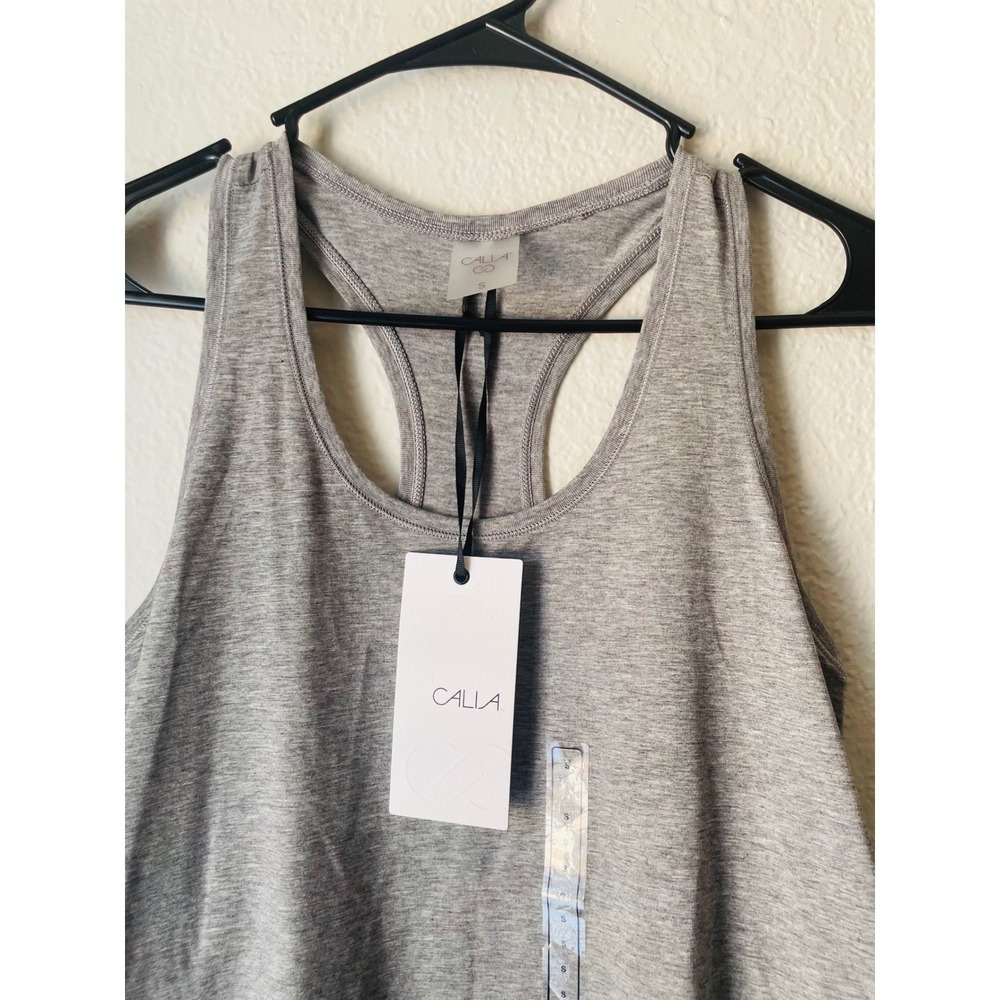 CALIA Womens Thrive Scoop Tank Mid Grey Heather Racerback Wicking Atleisure SZ S - Picture 2 of 9
